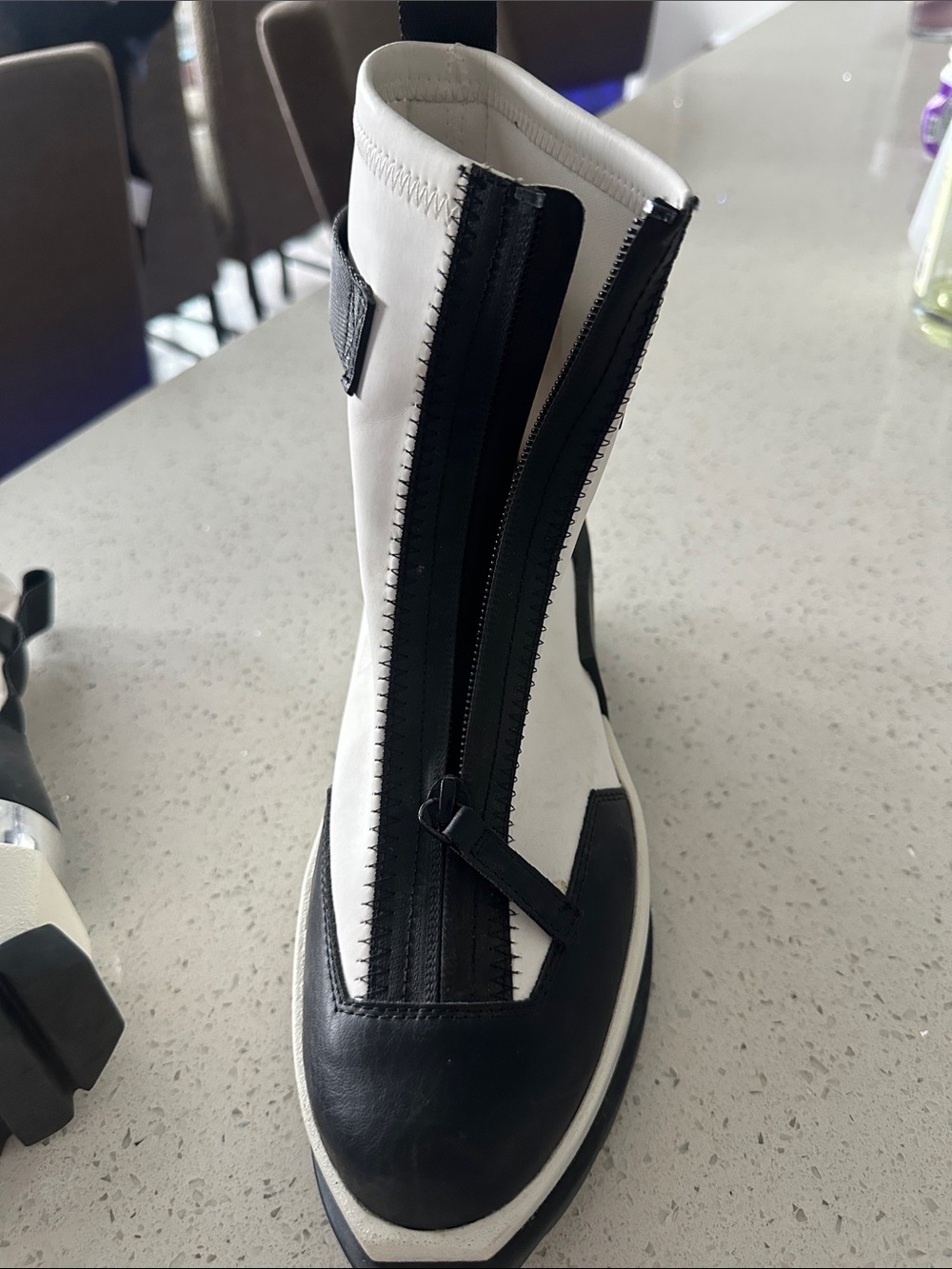 United Nude Black and White Front-Zip Makes the m Boot